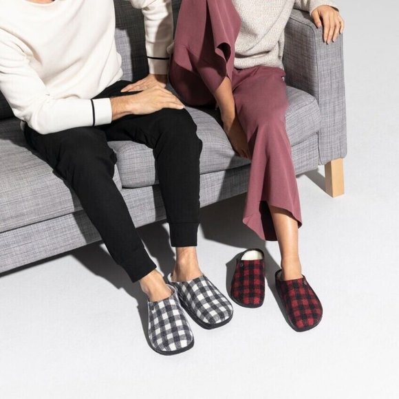 New Birkenstock Zermatt Shearling Clog Plaid Red Black Size EU 37 - Picture 6 of 8